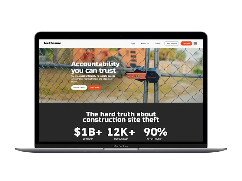 LockAssure construction tech startup Shopify site