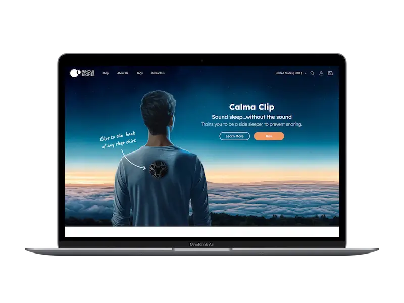 WholeNights website built by WebForge